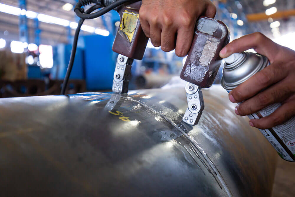 Contractor doing magnetic particle testing